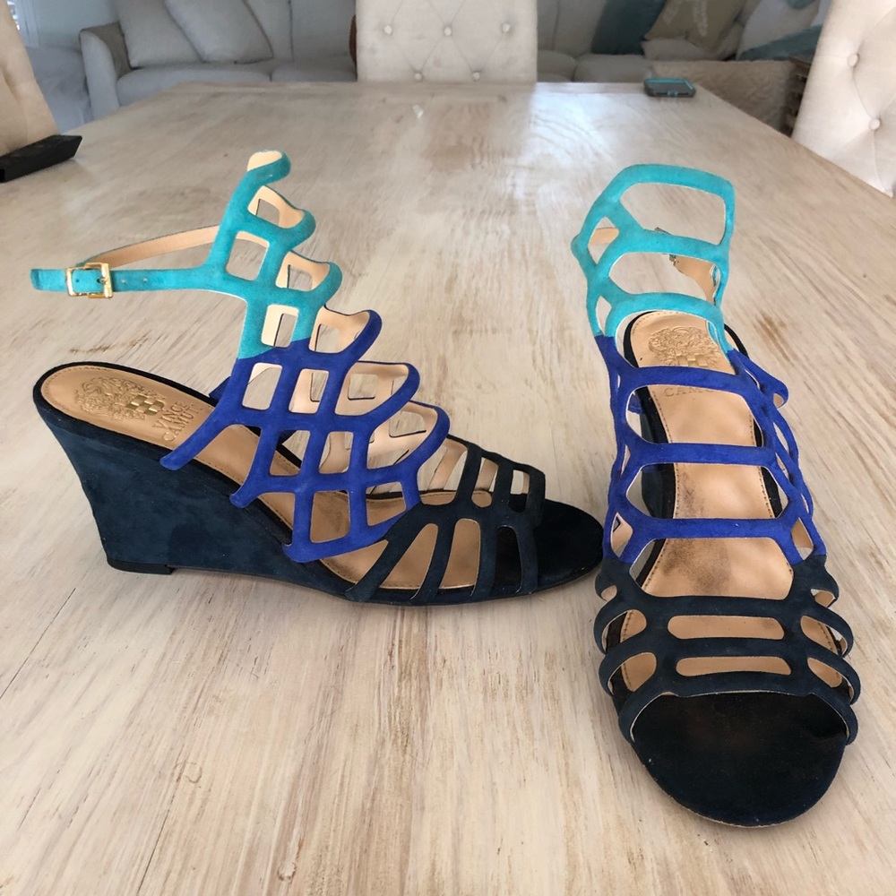 Vince Camuto strappy Blue Hues Wedge Heel 8.5